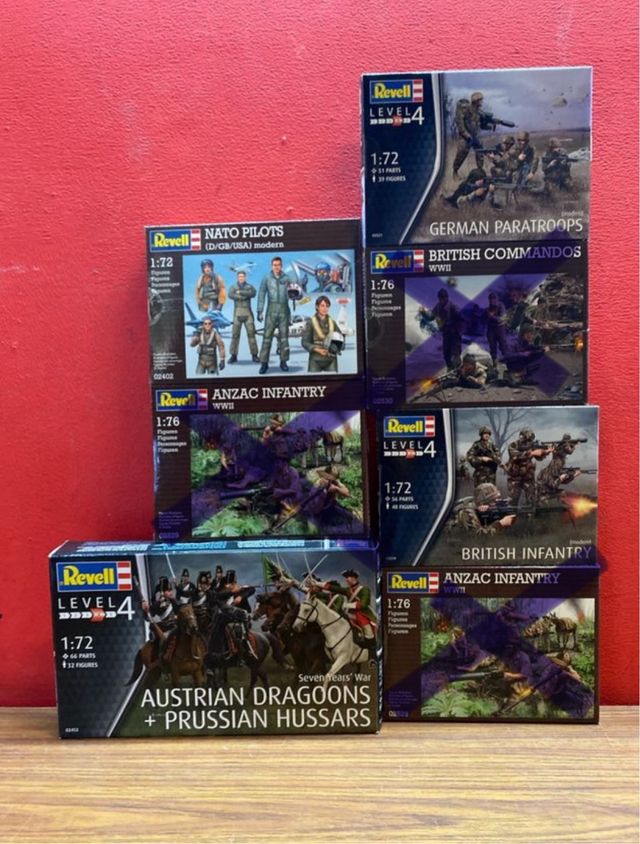 Lote 4 Cajas Revell 1:72 y 1:76 Soldados