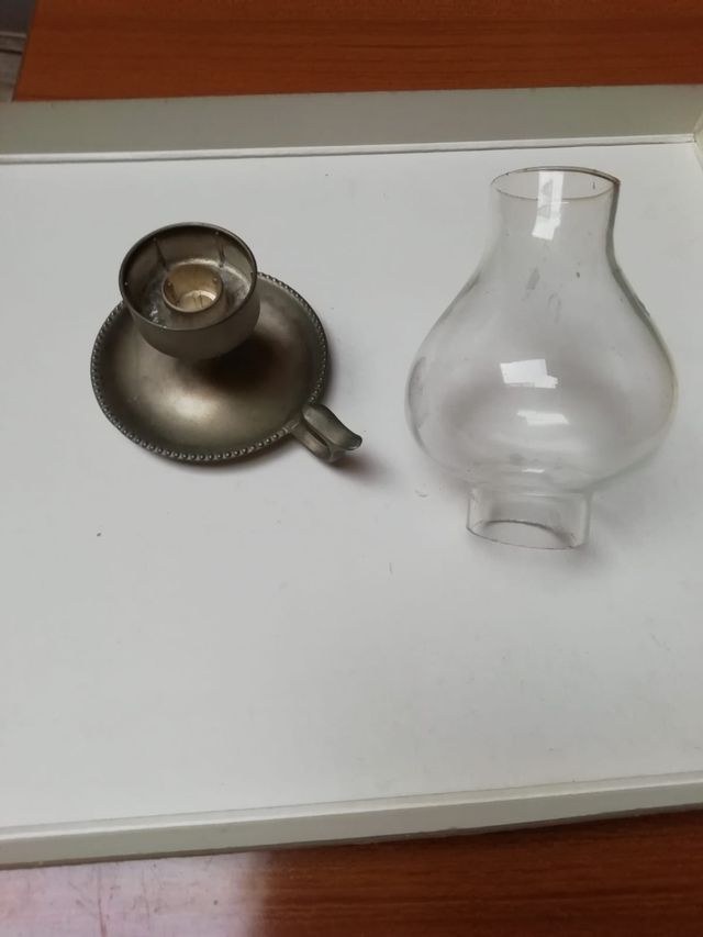 Portacandele vintage in vetro e metallo