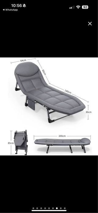 cama plegable camping gris