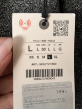 Abrigo largo lana 100% Zara gris