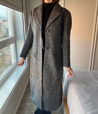 Abrigo largo lana 100% Zara gris