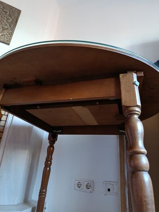Mesa redonda madera y cristal