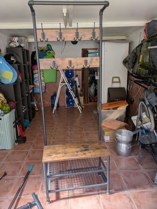 Mueble recibidor perchero asiento madera metal