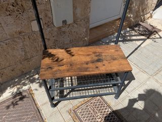 Mueble recibidor perchero asiento madera metal