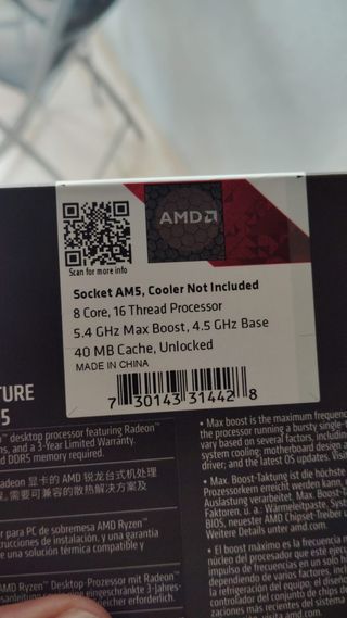 Procesador AMD Ryzen 7 7700X
8 meses de uso 