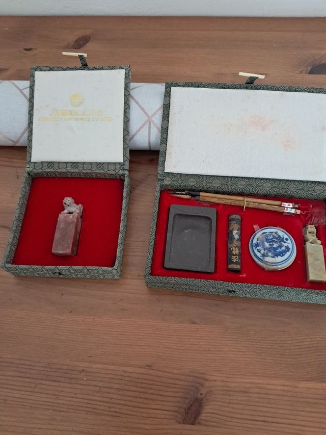 2 Estuches Vintage Tinta China Caligrafía