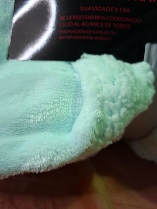 Manta sofá 220x240 sherpa verde menta