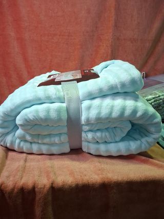 Manta sofá 220x240 sherpa verde menta