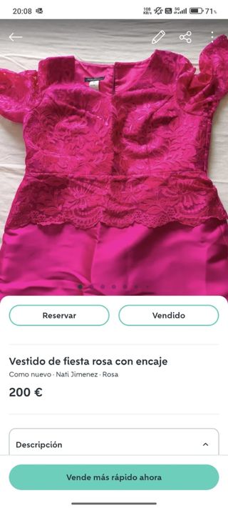 Vestido fiesta fucsia con encaje