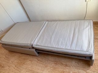Cama Puff gris con Somier Madera