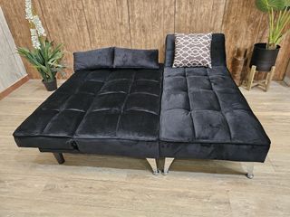 Sofá Cama Chaiselongue Gris y Negro