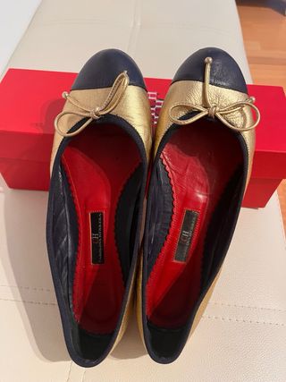Zapatillas Bailarinas Carolina Herrera Negro/Dorad