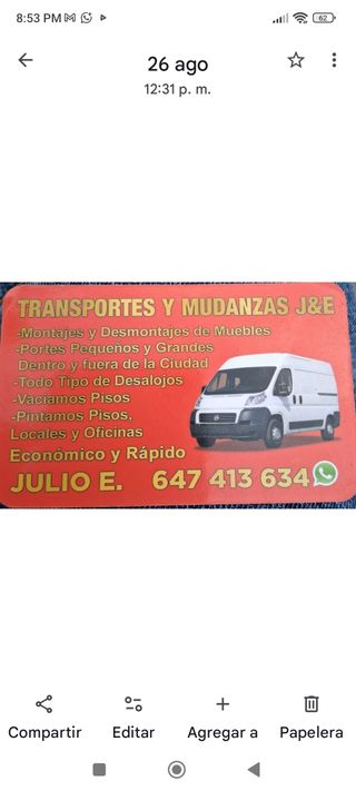 Mudanza transporte montage de muebles 