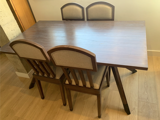 Conjunto mesa,Vitrina y sillas comedor color wenge