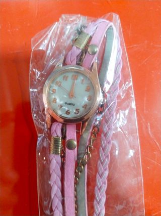 Reloj cinturon niña rosa y dorado