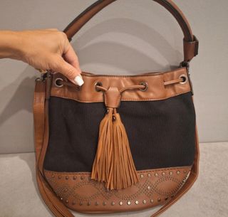 Bolso de hombro mujer marrón y negro
