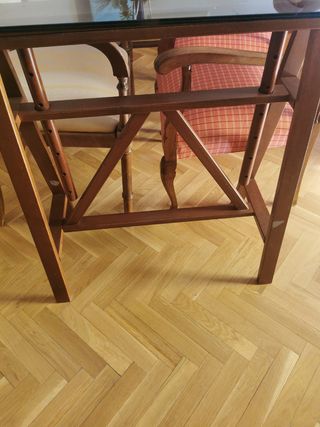 Mesa cristal y madera