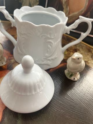 Azucarero vintage porcelana blanco