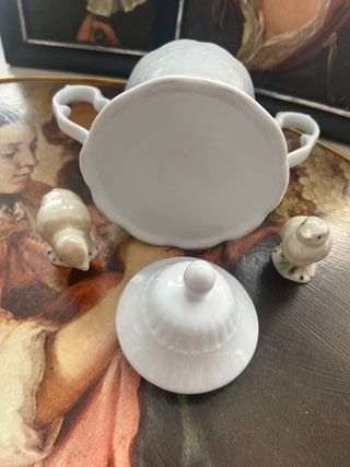 Azucarero vintage porcelana blanco