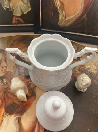Azucarero vintage porcelana blanco