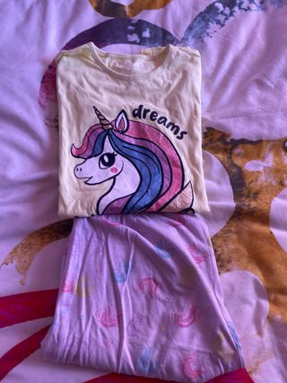 Pijama unicornio manga larga talla 12/13