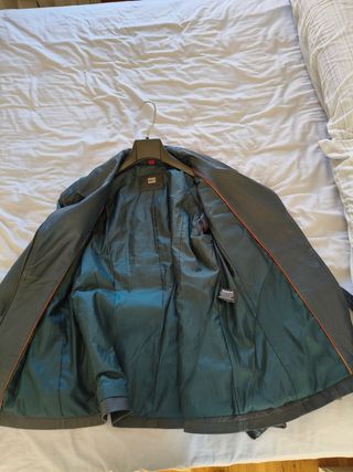 Chaqueta de piel azul mujer