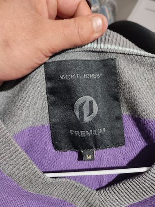 Jersey Jack & Jones Rayas Morado Gris Talla M