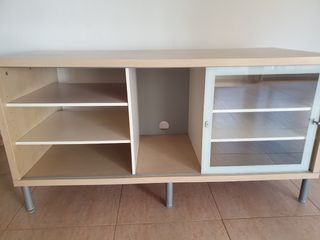 Mueble TV Blanco Ikea Cristal Madera