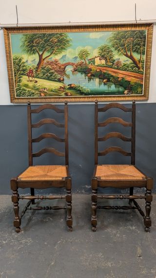 6 Sillas Comedor Madera y Mimbre