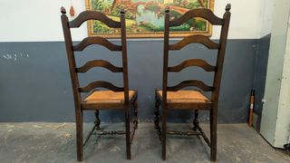 6 Sillas Comedor Madera y Mimbre