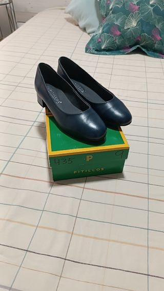 Zapatos Pitillos Piel Azul Talla 39