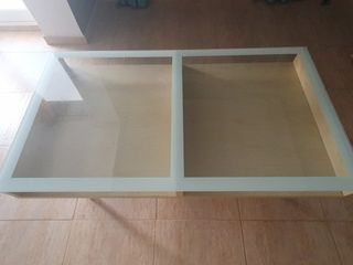Mesa baja cristal y madera Ikea