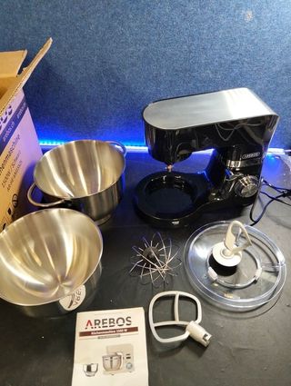 Robot de cocina Arebos 1500W Negro Amasadora 