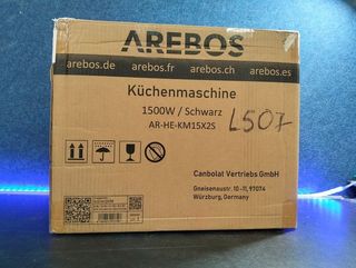Robot de cocina Arebos 1500W Negro Amasadora 