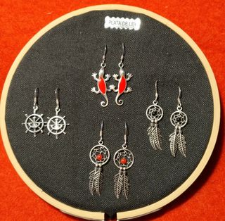 Lote 4 pares pendientes plata 925