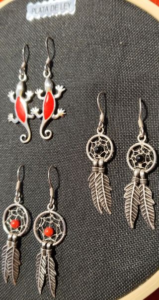 Lote 4 pares pendientes plata 925
