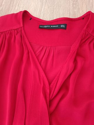 Blusa Zara Roja Cruzada Manga Corta
