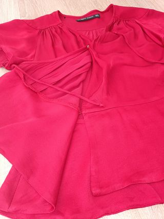Blusa Zara Roja Cruzada Manga Corta