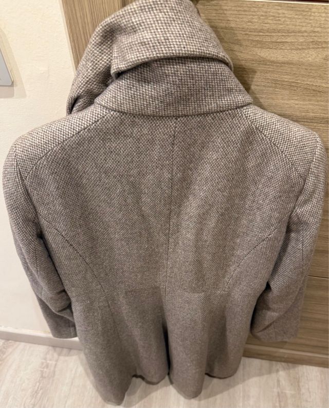 Abrigo paño marrón y beige