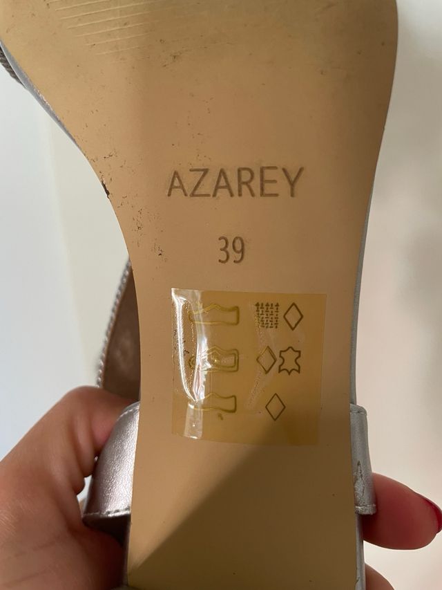 Sandalias Tacón Piel Plateadas