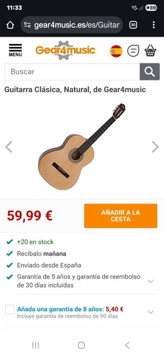 Guitarra española+soporte madera + funda