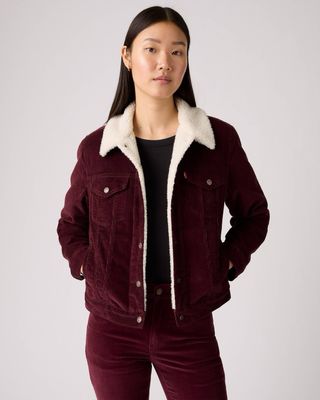 Chaqueta Stradivarius Borrego Roja Talla M