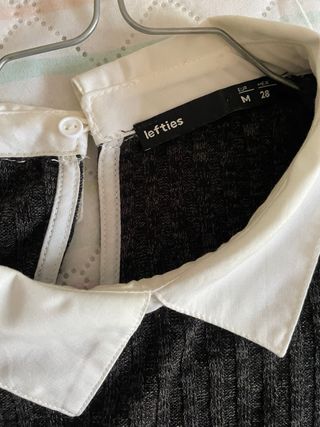 Vestido punto gris cuello blanco Talla M