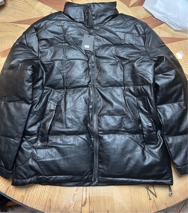 Bomber ecopelle nero oversize