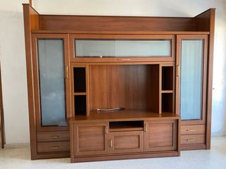 Mueble salón TV vitrinas madera