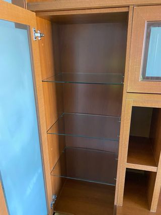Mueble salón TV vitrinas madera