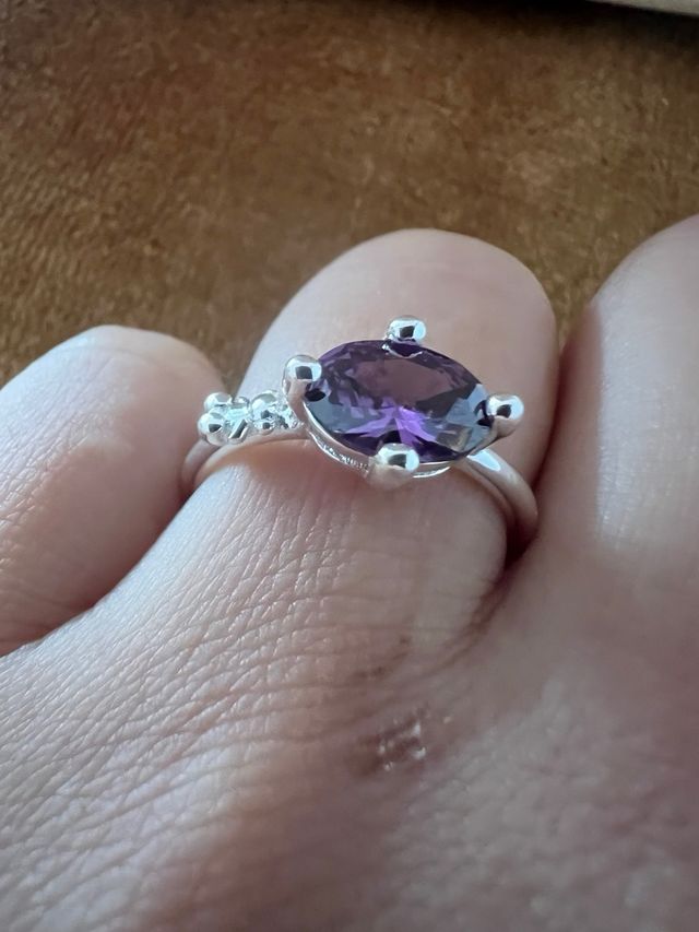 Anillo Tous Corazón Morado y Plata