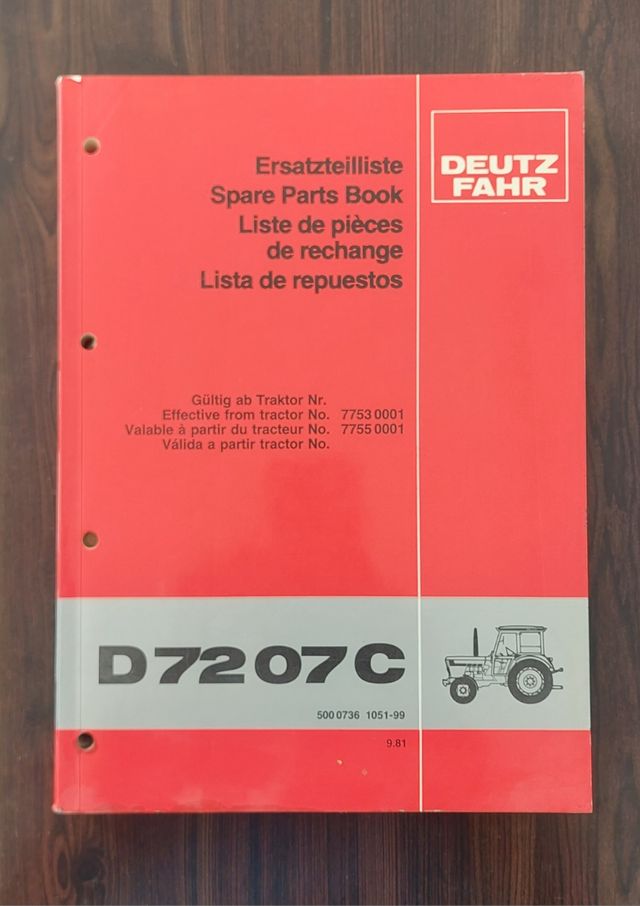 Libro de despiece tractor Deutz 