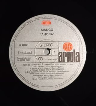 Mango - Ahora 5C 208864 Vinilo LP