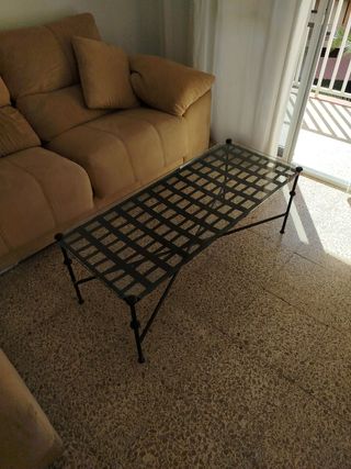 Mesa de centro cristal y metal